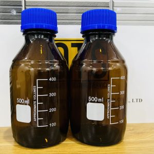 Chai thủy tinh nâu ECO GL45 kẻ vạch trắng